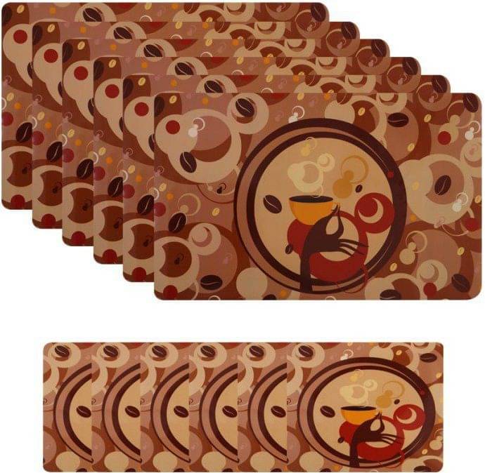 DPA Collection PVC Abstract Table Mats ( 45 cm x 30 cm ) Pack of 6 - Brown DPA Collection PVC Abstract Table Mats ( 45 cm x 30 cm ) Pack of 6 - Brown
