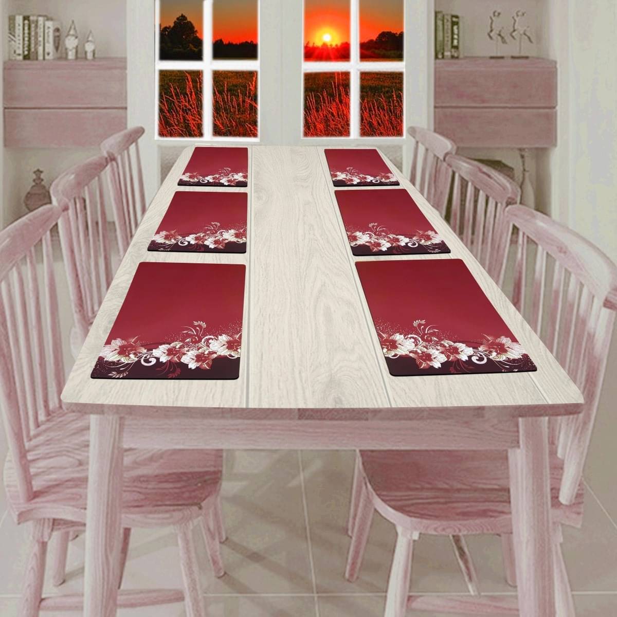 DPA Collection PVC Abstract Table Mats ( 45 cm x 30 cm ) Pack of 6 - Multi DPA Collection PVC Abstract Table Mats ( 45 cm x 30 cm ) Pack of 6 - Multi