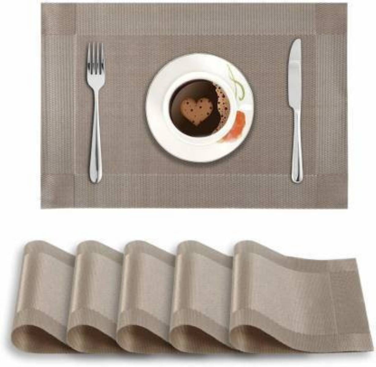     			DPA Collection PVC Abstract Table Mats ( 45 cm x 30 cm ) Pack of 6 - Brown