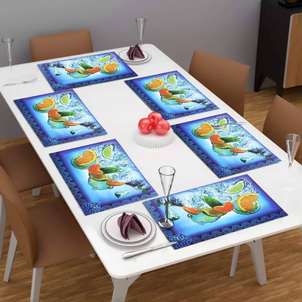 DPA Collection PVC Abstract Table Mats ( 45 cm x 30 cm ) Pack of 6 - Blue DPA Collection PVC Abstract Table Mats ( 45 cm x 30 cm ) Pack of 6 - Blue
