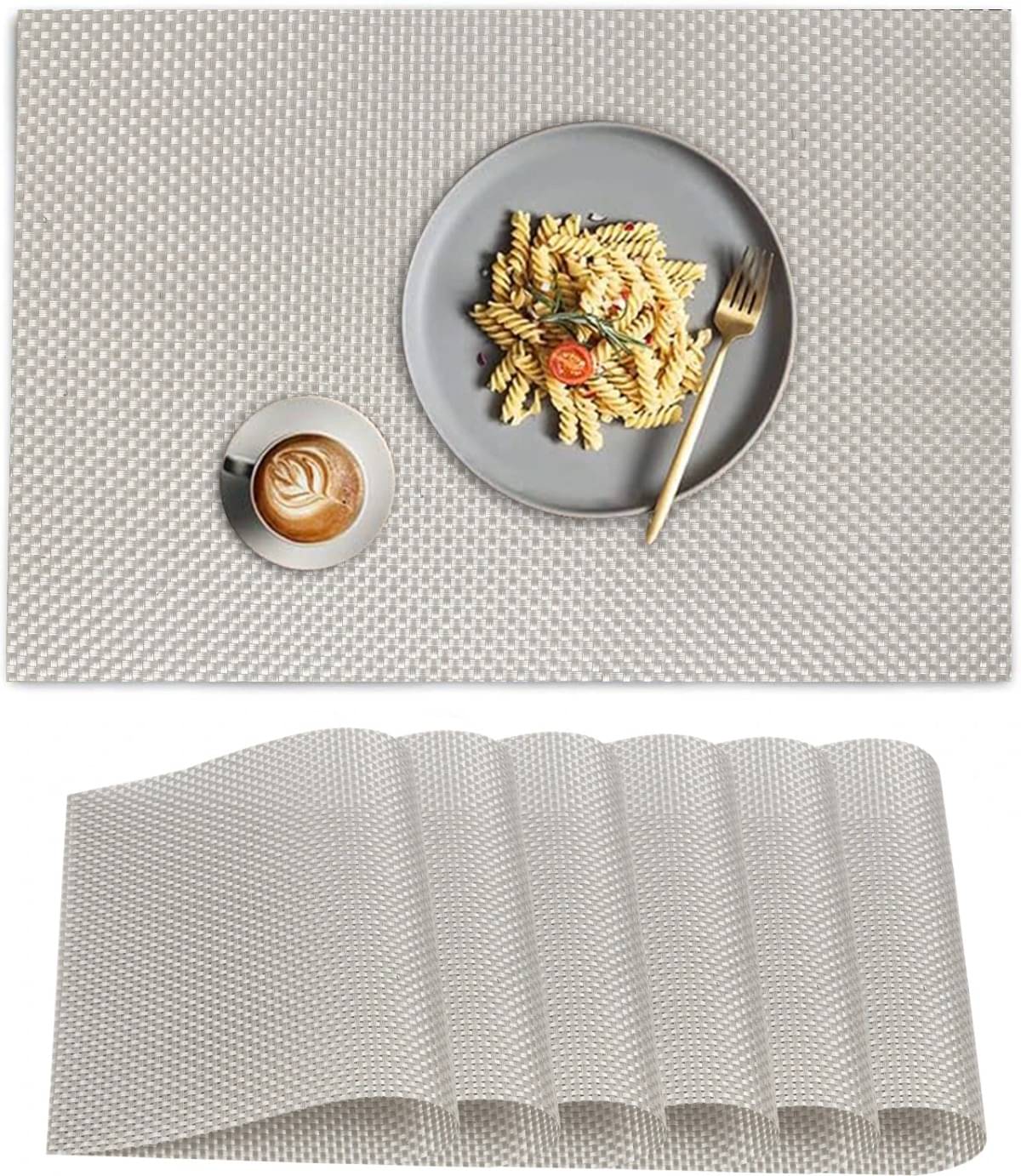     			DPA Collection PVC Abstract Table Mats ( 45 cm x 30 cm ) Pack of 6 - Silver