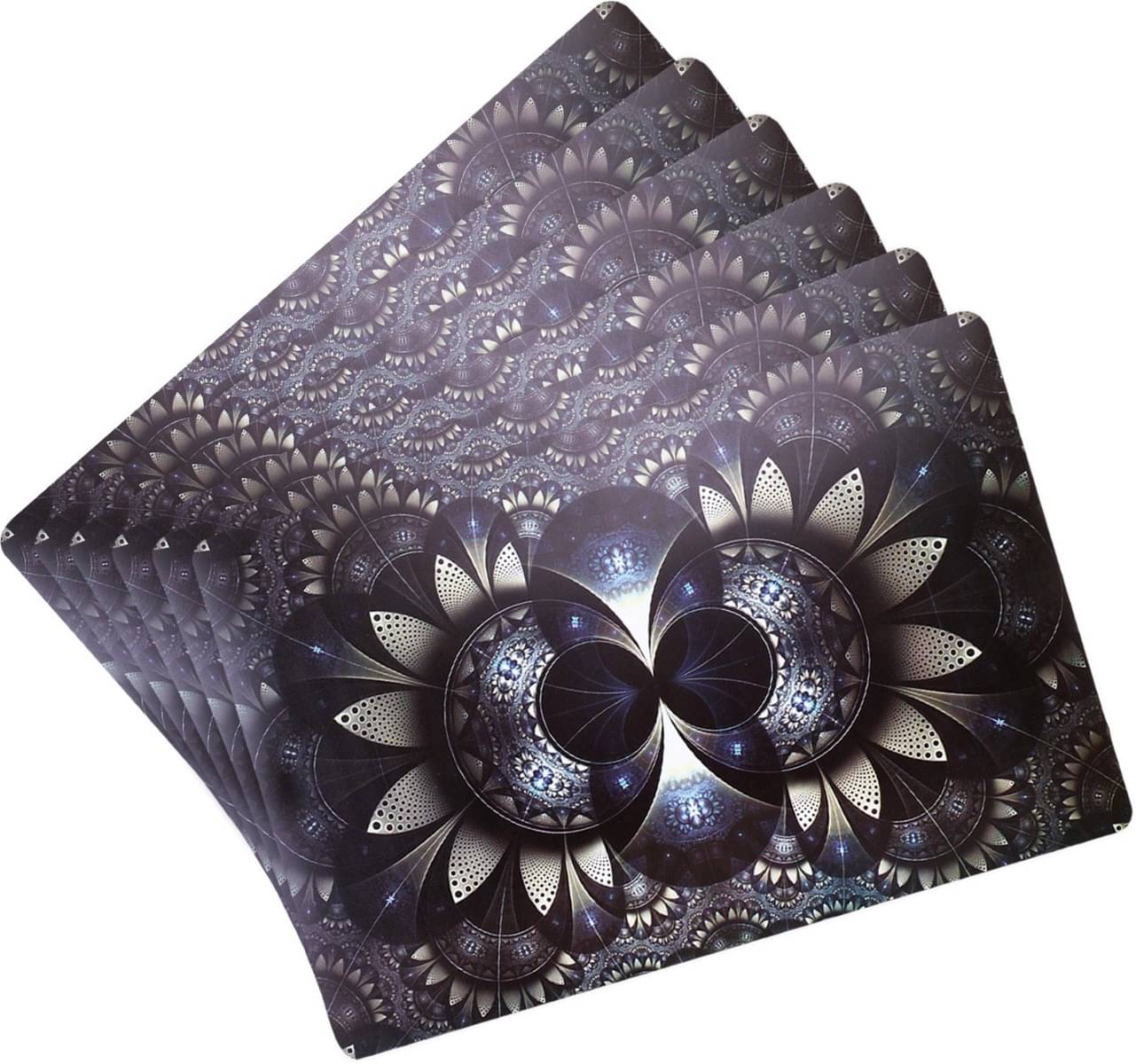     			DPA Collection PVC Abstract Table Mats ( 45 cm x 30 cm ) Pack of 6 - Black