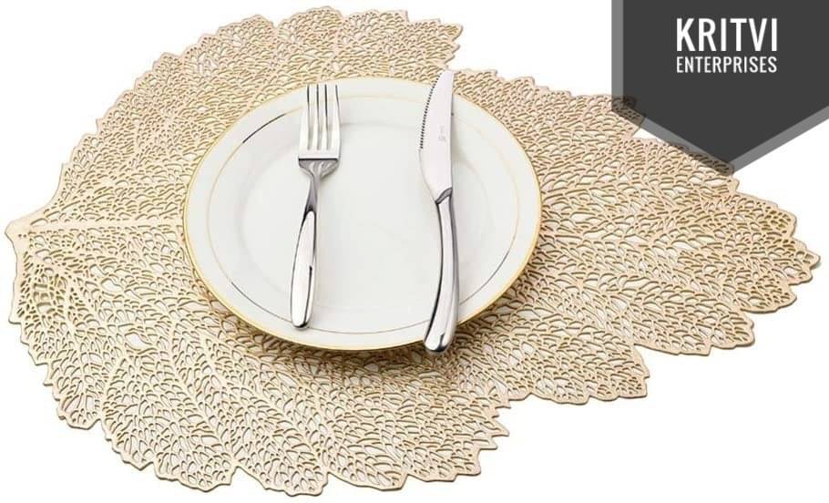 DPA Collection PVC Abstract Table Mats ( 45 cm x 30 cm ) Pack of 2 - Gold DPA Collection PVC Abstract Table Mats ( 45 cm x 30 cm ) Pack of 2 - Gold