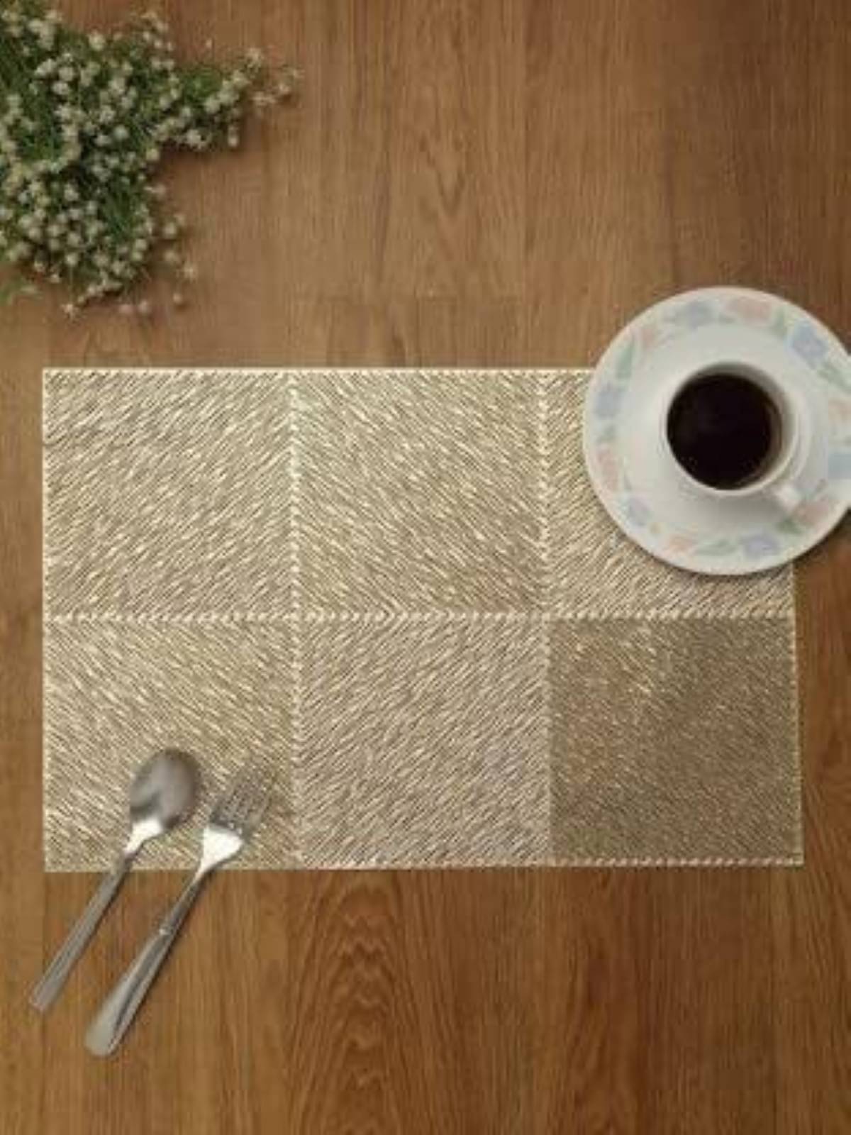     			DPA Collection PVC Abstract Table Mats ( 45 cm x 30 cm ) Pack of 2 - Gold