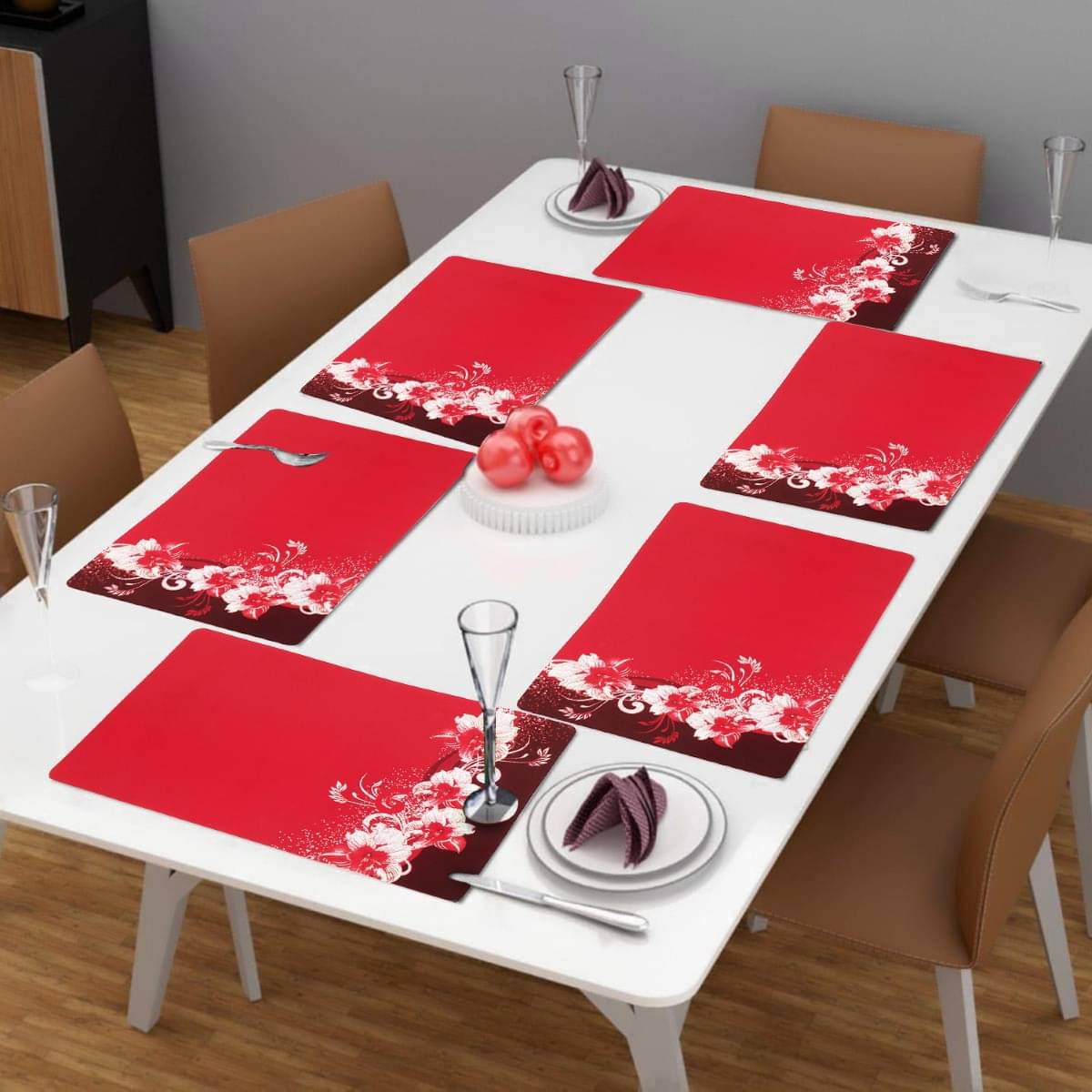 DPA Collection PVC Abstract Table Mats ( 45 cm x 30 cm ) Pack of 6 - Red DPA Collection PVC Abstract Table Mats ( 45 cm x 30 cm ) Pack of 6 - Red