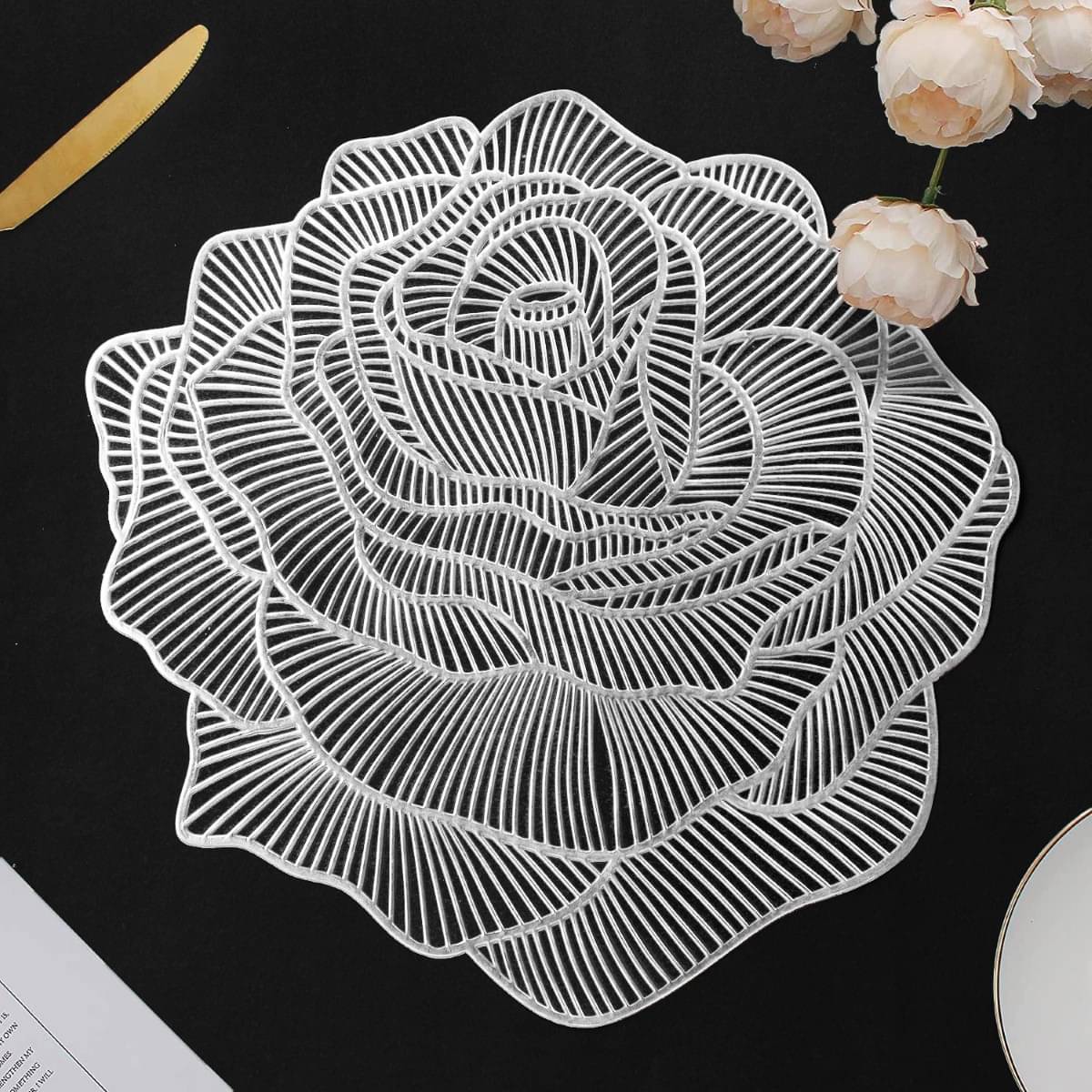 DPA Collection PVC Abstract Table Mats ( 45 cm x 30 cm ) Pack of 2 - Silver DPA Collection PVC Abstract Table Mats ( 45 cm x 30 cm ) Pack of 2 - Silver