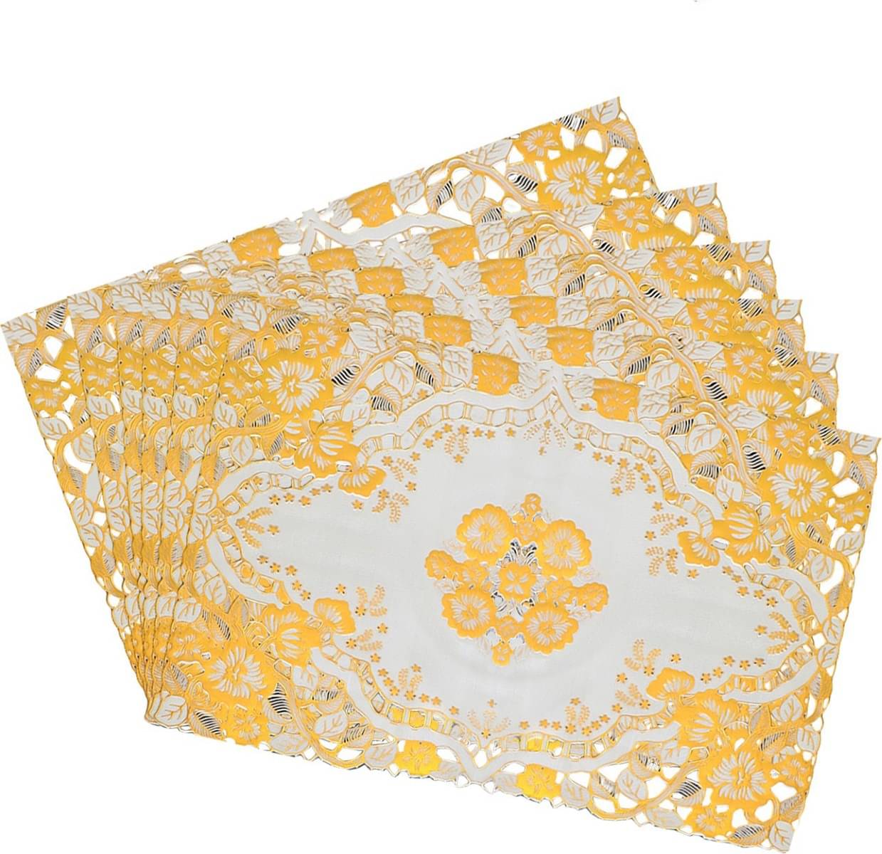     			DPA Collection PVC Abstract Table Mats ( 45 cm x 30 cm ) Pack of 6 - Gold