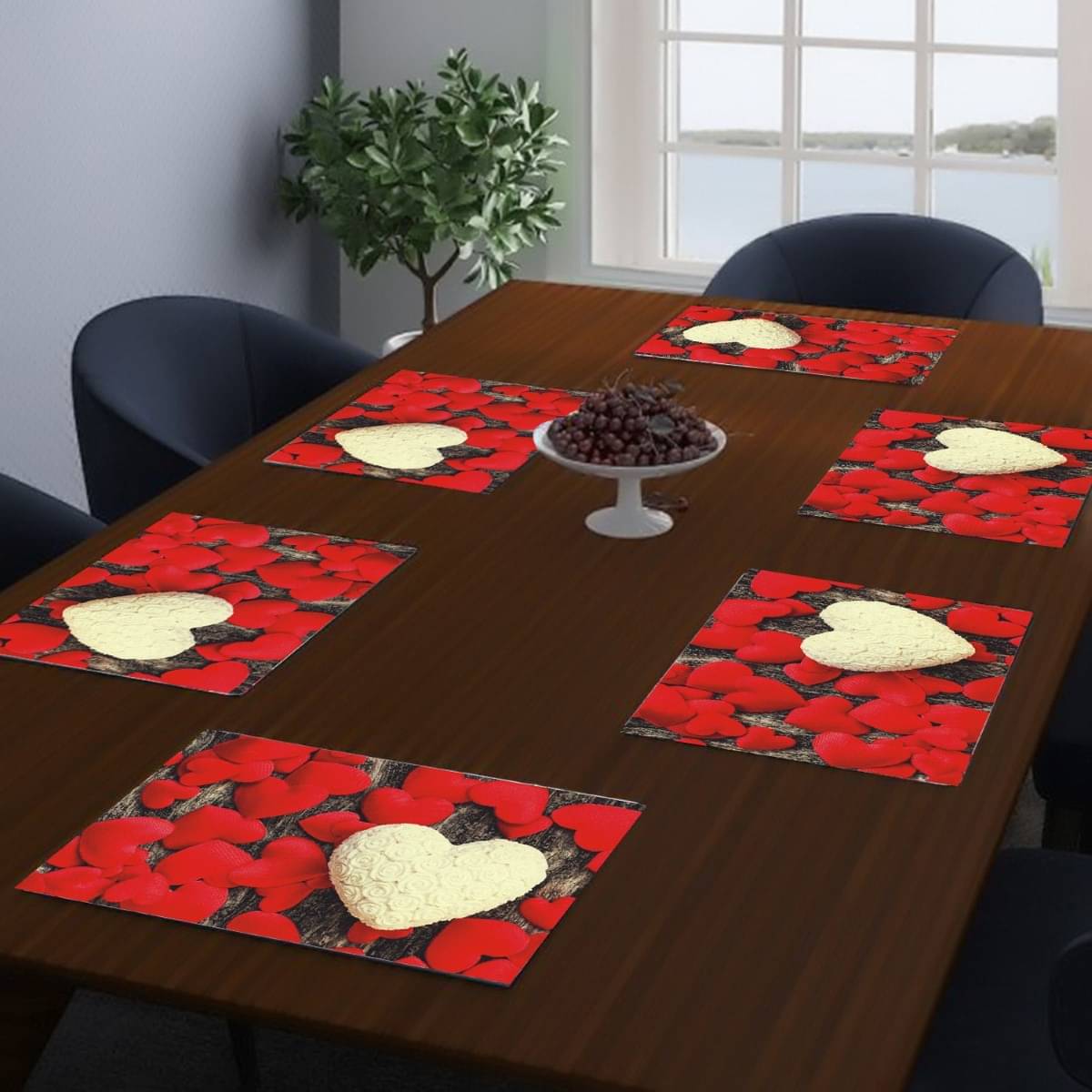     			DPA Collection PVC Abstract Table Mats ( 45 cm x 30 cm ) Pack of 6 - Red