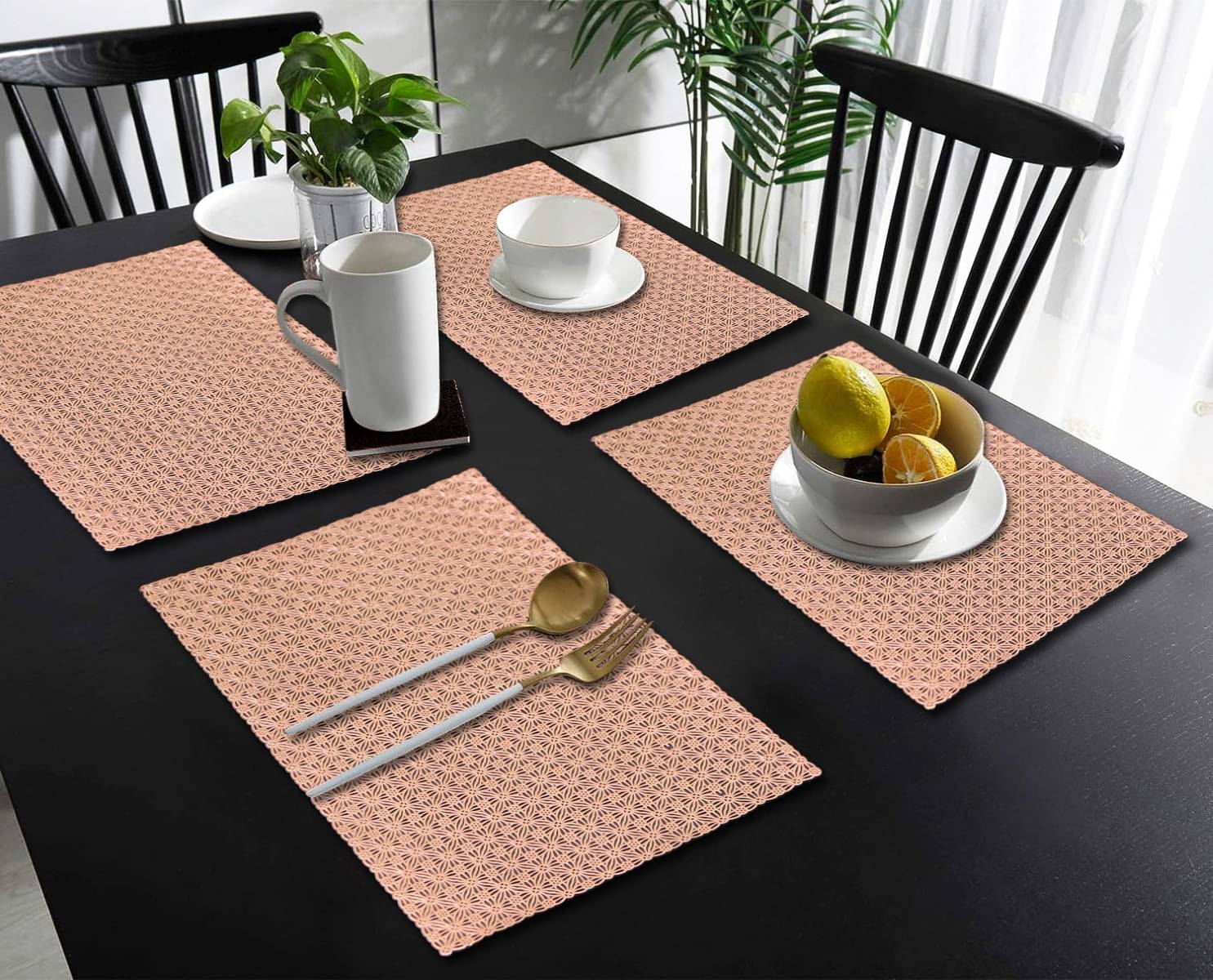     			DPA Collection PVC Abstract Table Mats ( 45 cm x 30 cm ) Pack of 4 - Brown