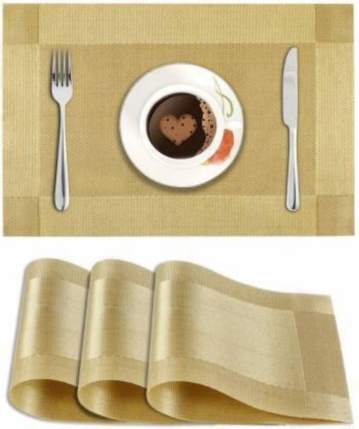     			DPA Collection PVC Abstract Table Mats ( 45 cm x 30 cm ) Pack of 4 - Gold