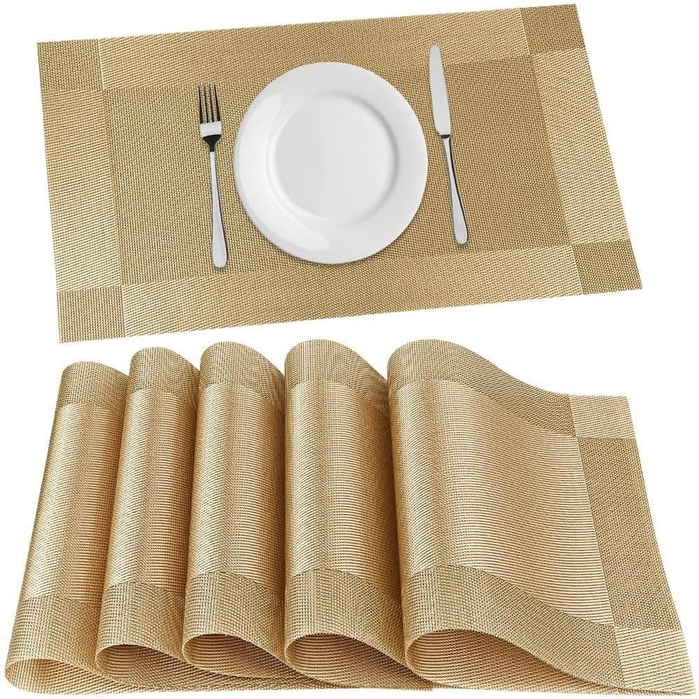 DPA Collection PVC Abstract Table Mats ( 45 cm x 30 cm ) Pack of 6 - Gold DPA Collection PVC Abstract Table Mats ( 45 cm x 30 cm ) Pack of 6 - Gold