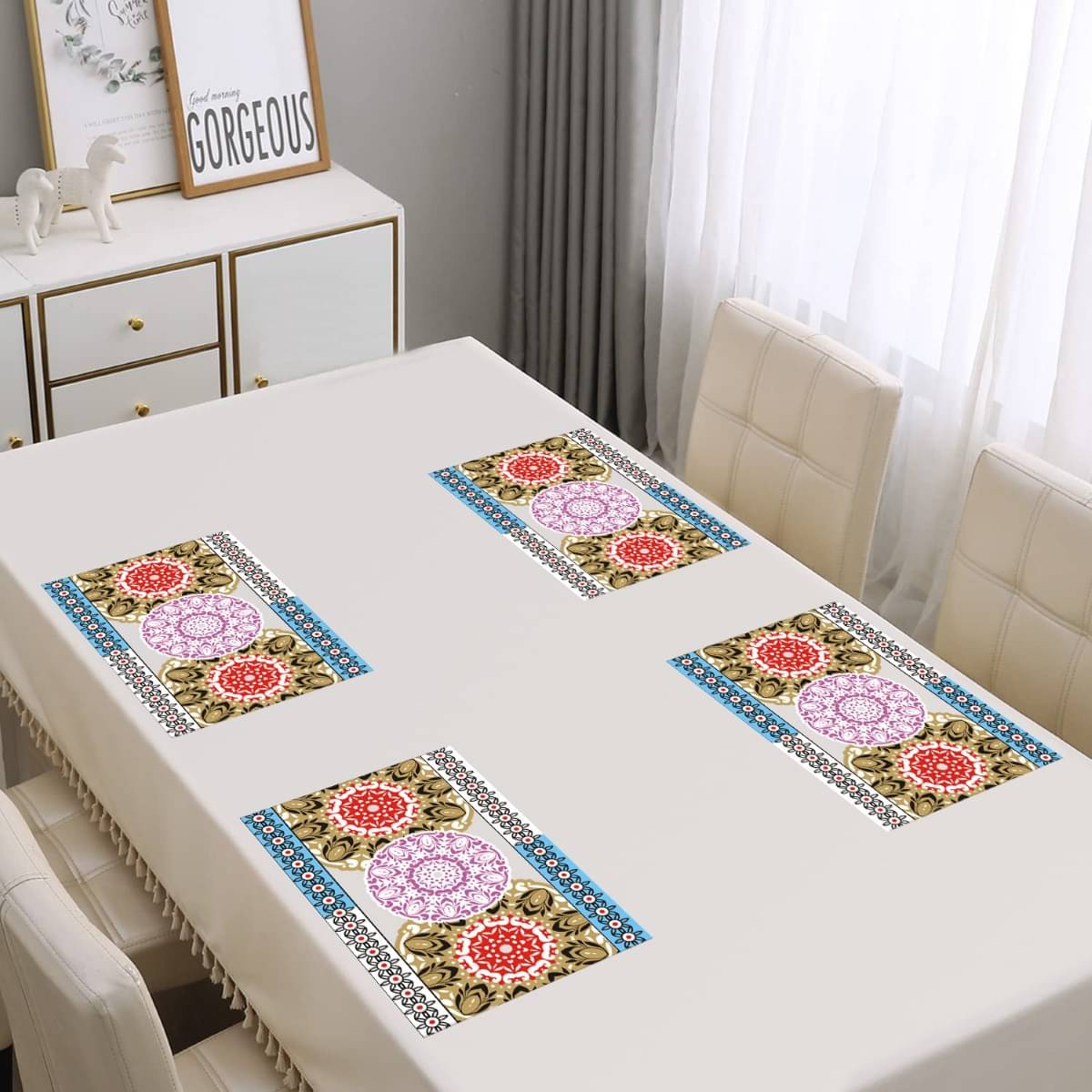     			DPA Collection PVC Abstract Table Mats ( 45 cm x 30 cm ) Pack of 4 - Multi