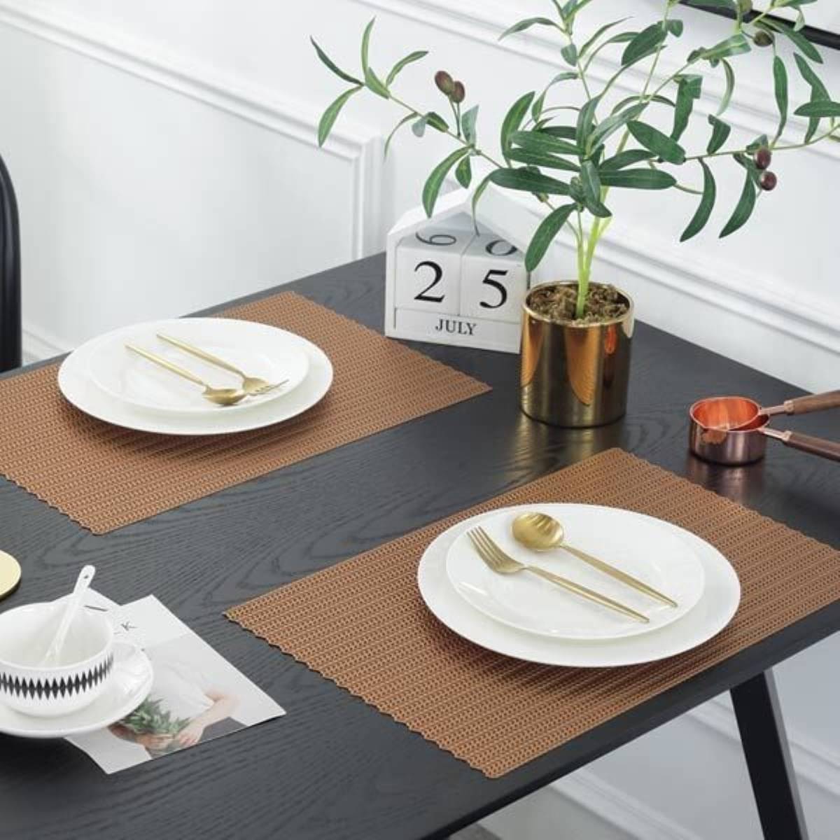 DPA Collection PVC Abstract Table Mats ( 45 cm x 30 cm ) Pack of 2 - Brown DPA Collection PVC Abstract Table Mats ( 45 cm x 30 cm ) Pack of 2 - Brown