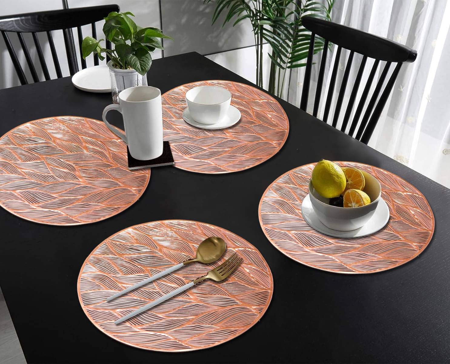     			DPA Collection PVC Abstract Table Mats ( 45 cm x 30 cm ) Pack of 4 - Brown