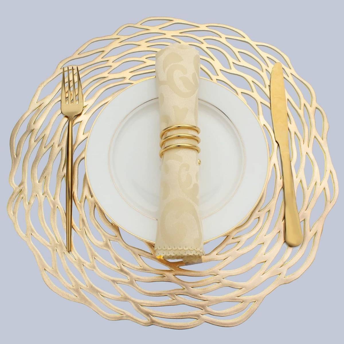     			DPA Collection PVC Abstract Table Mats ( 45 cm x 30 cm ) Pack of 2 - Gold