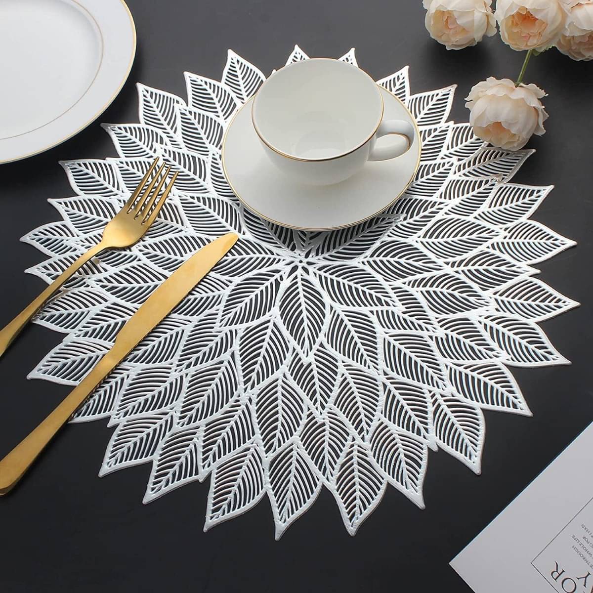 DPA Collection PVC Floral Table Mats ( 45 cm x 30 cm ) Pack of 2 - Silver     			DPA Collection PVC Floral Table Mats ( 45 cm x 30 cm ) Pack of 2 - Silver