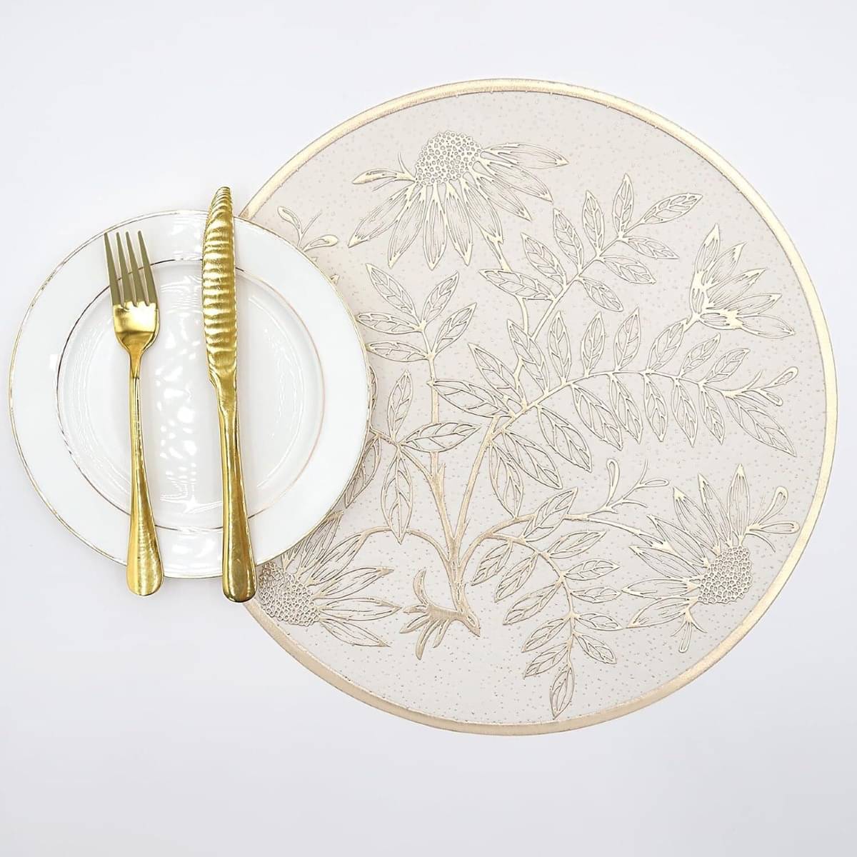 DPA Collection PVC Floral Table Mats ( 45 cm x 30 cm ) Pack of 6 - Gold DPA Collection PVC Floral Table Mats ( 45 cm x 30 cm ) Pack of 6 - Gold