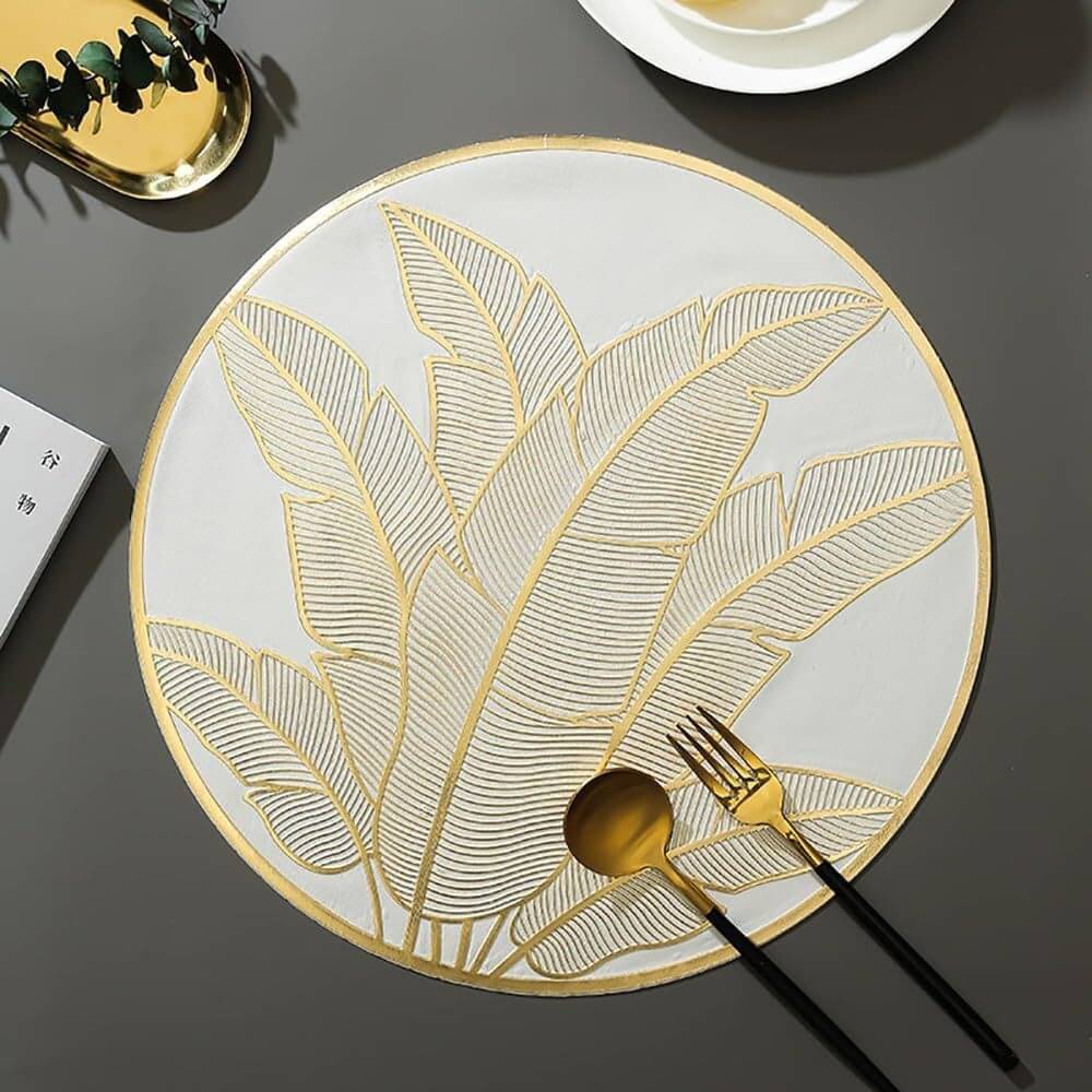     			DPA Collection PVC Floral Table Mats ( 45 cm x 30 cm ) Pack of 2 - Gold