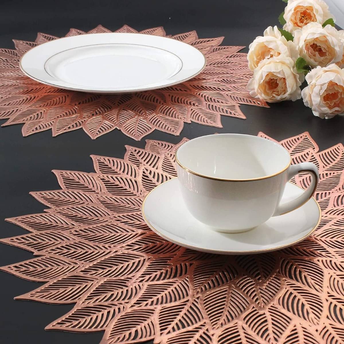     			DPA Collection PVC Floral Table Mats ( 45 cm x 30 cm ) Pack of 2 - Brown