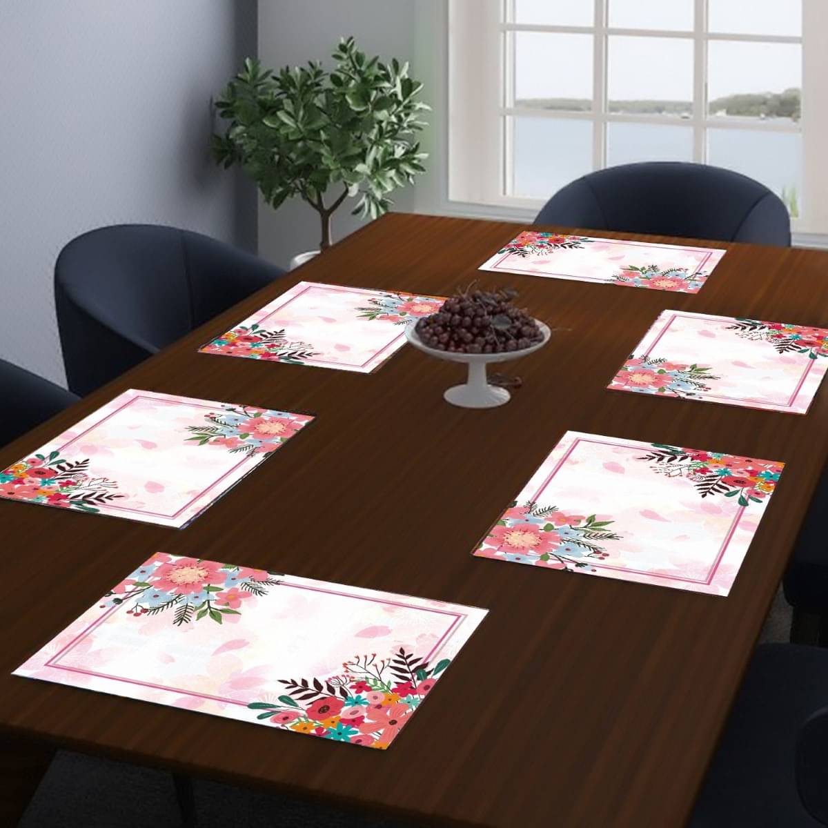 DPA Collection PVC Floral Table Mats ( 45 cm x 30 cm ) Pack of 6 - Pink DPA Collection PVC Floral Table Mats ( 45 cm x 30 cm ) Pack of 6 - Pink