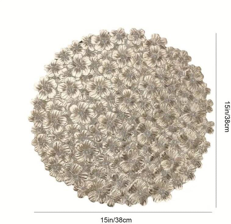 DPA Collection PVC Floral Table Mats ( 45 cm x 30 cm ) Pack of 2 - Gold DPA Collection PVC Floral Table Mats ( 45 cm x 30 cm ) Pack of 2 - Gold