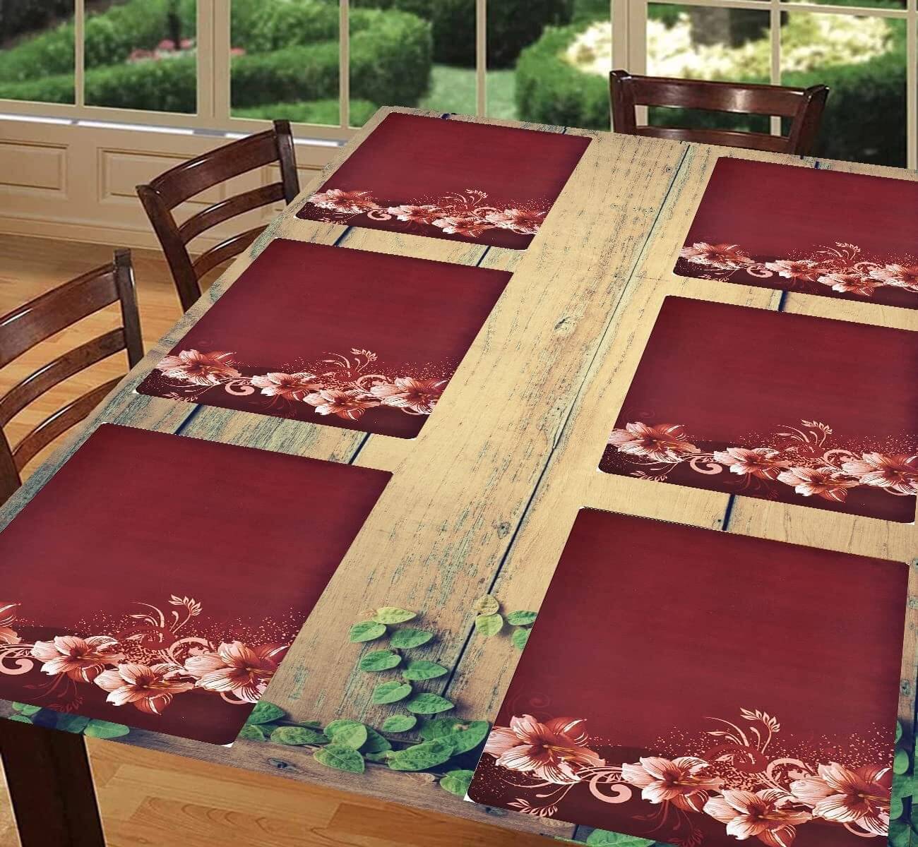 DPA Collection PVC Floral Table Mats ( 45 cm x 30 cm ) Pack of 6 - Brown DPA Collection PVC Floral Table Mats ( 45 cm x 30 cm ) Pack of 6 - Brown