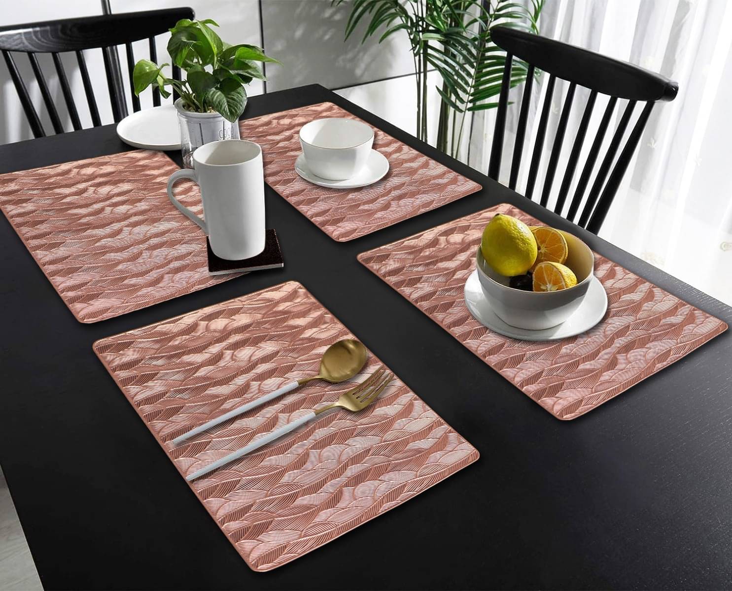     			DPA Collection PVC Geometric Table Mats ( 45 cm x 30 cm ) Pack of 4 - Brown