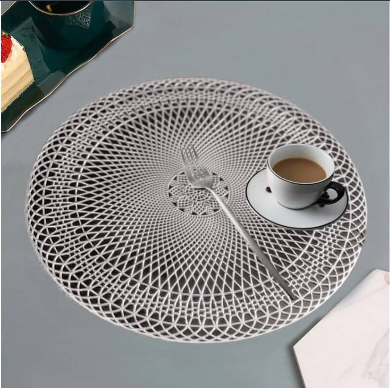     			DPA Collection PVC Geometric Table Mats ( 45 cm x 30 cm ) Pack of 2 - Silver