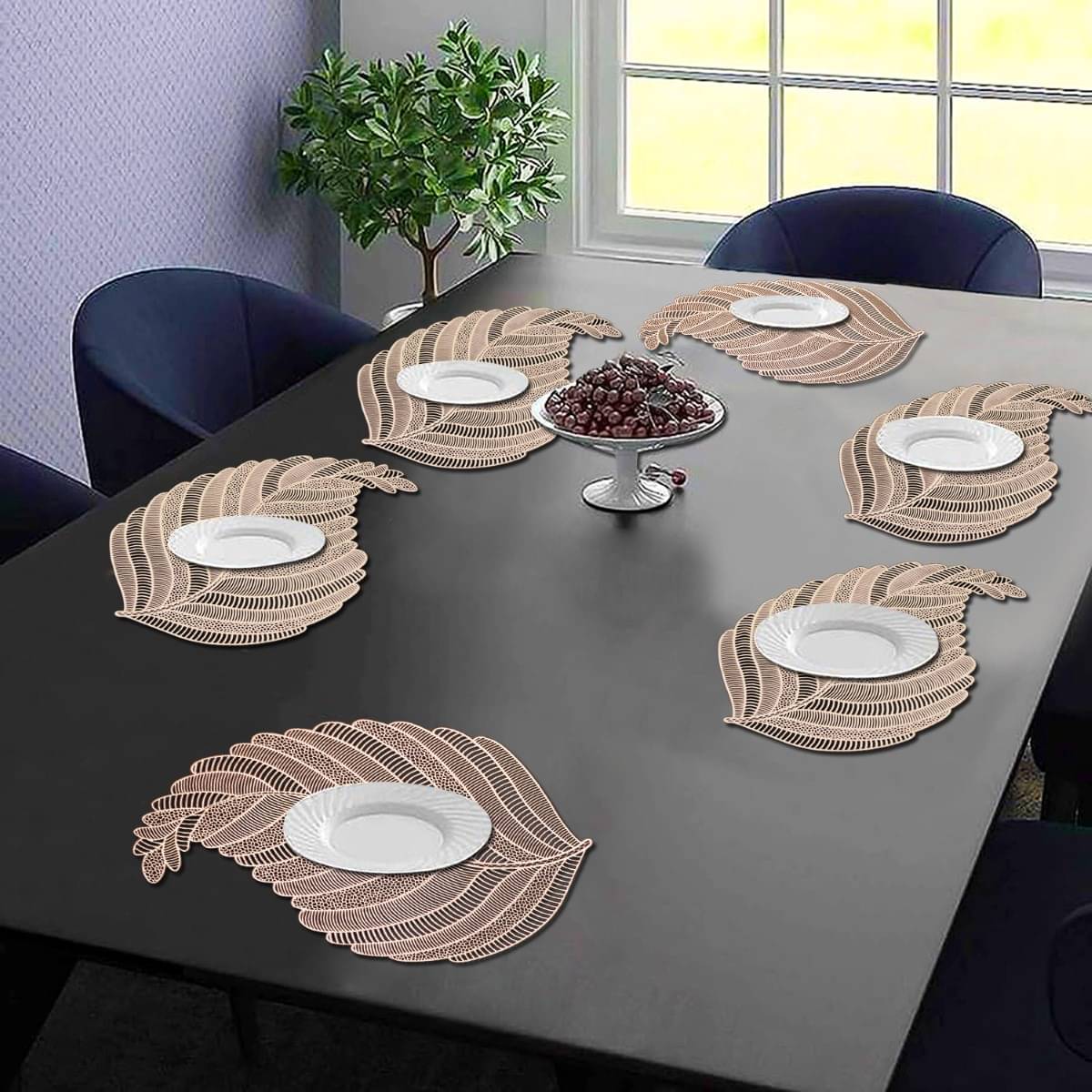     			DPA Collection PVC Geometric Table Mats ( 45 cm x 30 cm ) Pack of 6 - Gold