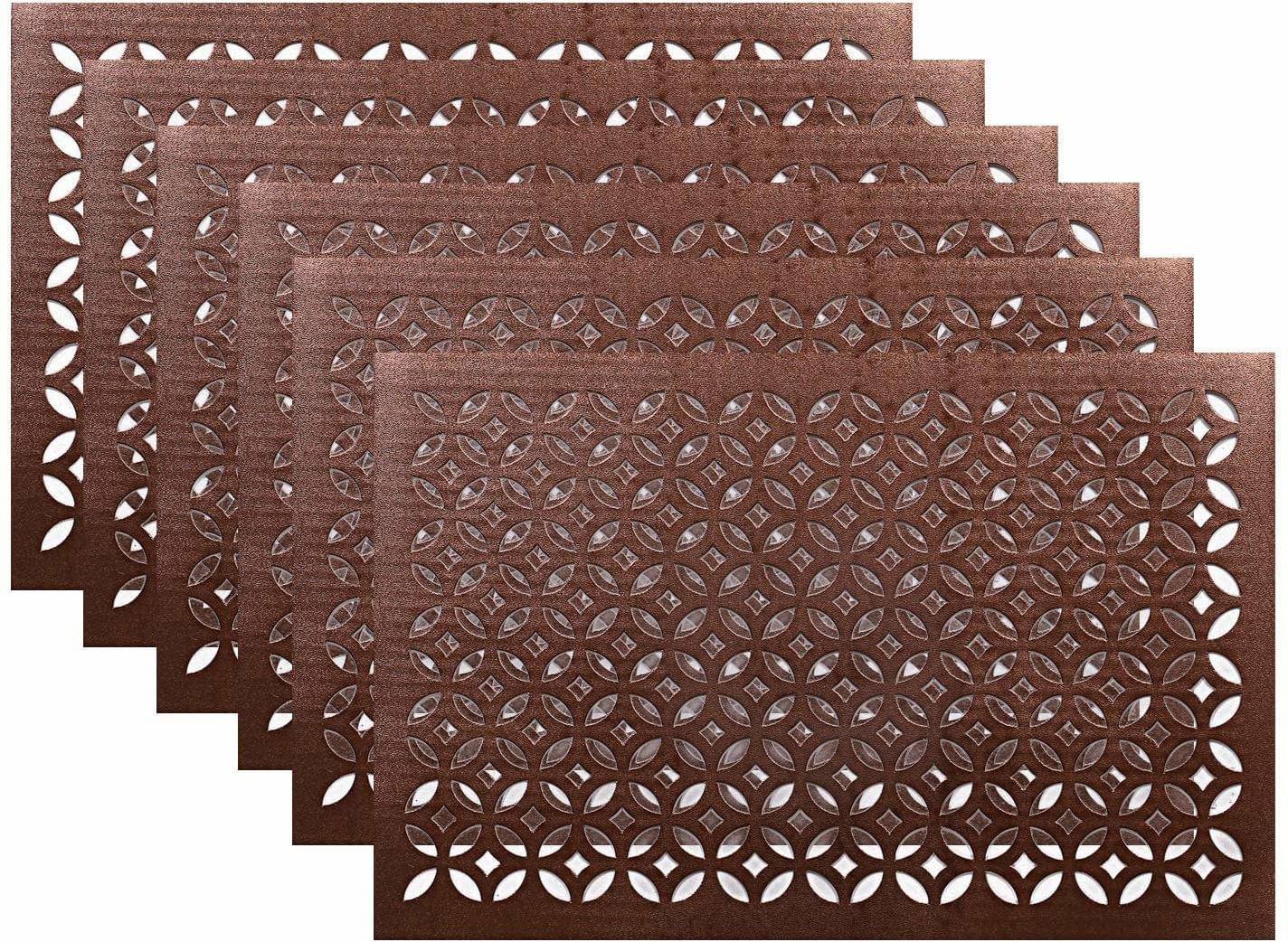     			DPA Collection PVC Geometric Table Mats ( 45 cm x 30 cm ) Pack of 6 - Brown