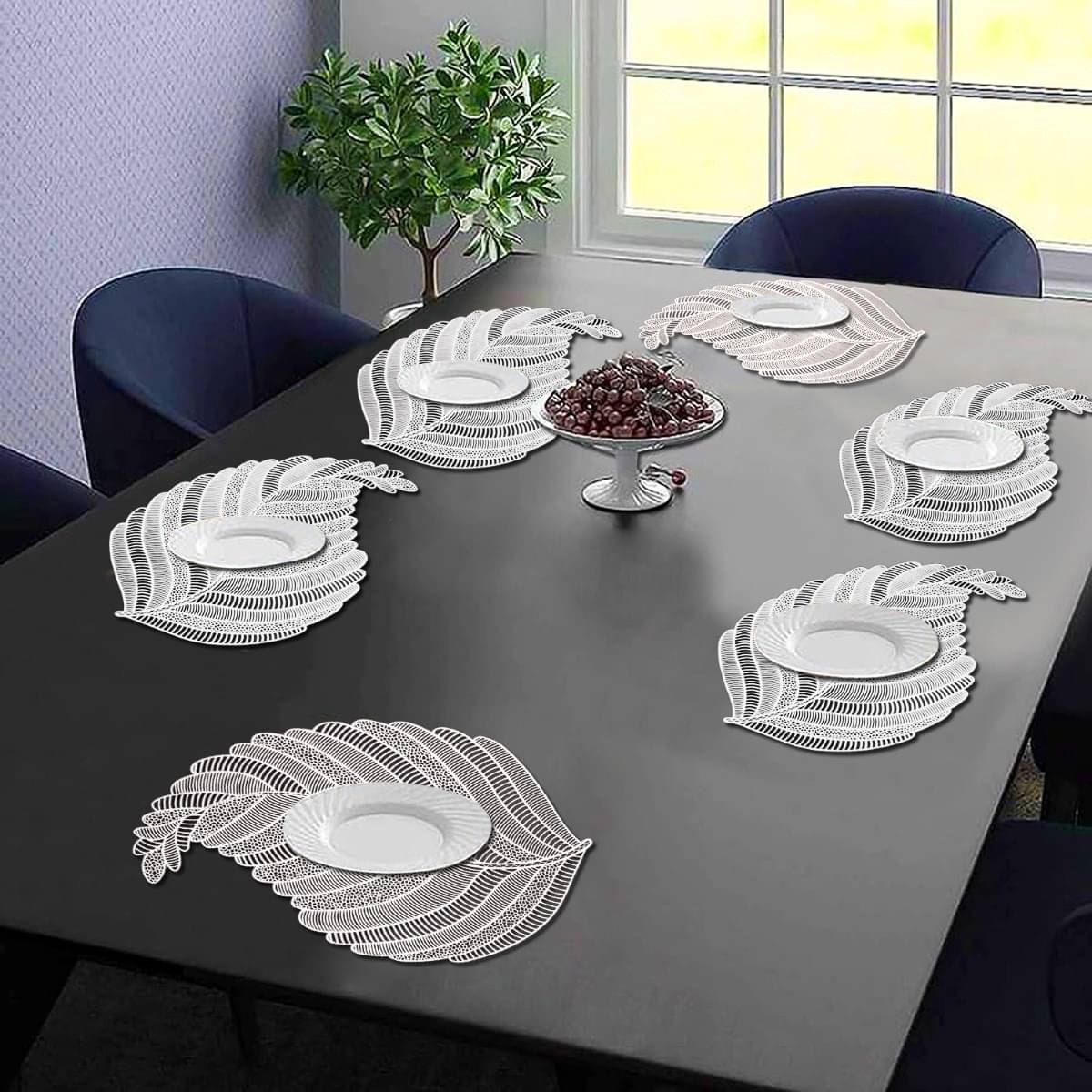     			DPA Collection PVC Geometric Table Mats ( 45 cm x 30 cm ) Pack of 6 - Silver