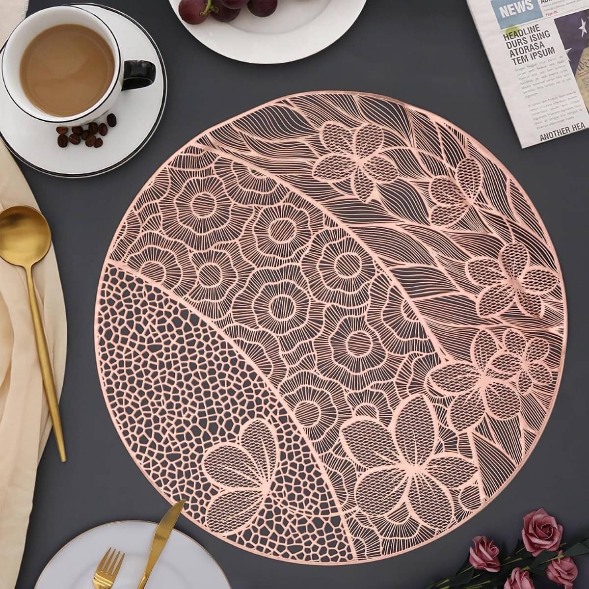     			DPA Collection PVC Geometric Table Mats ( 45 cm x 30 cm ) Pack of 2 - Brown
