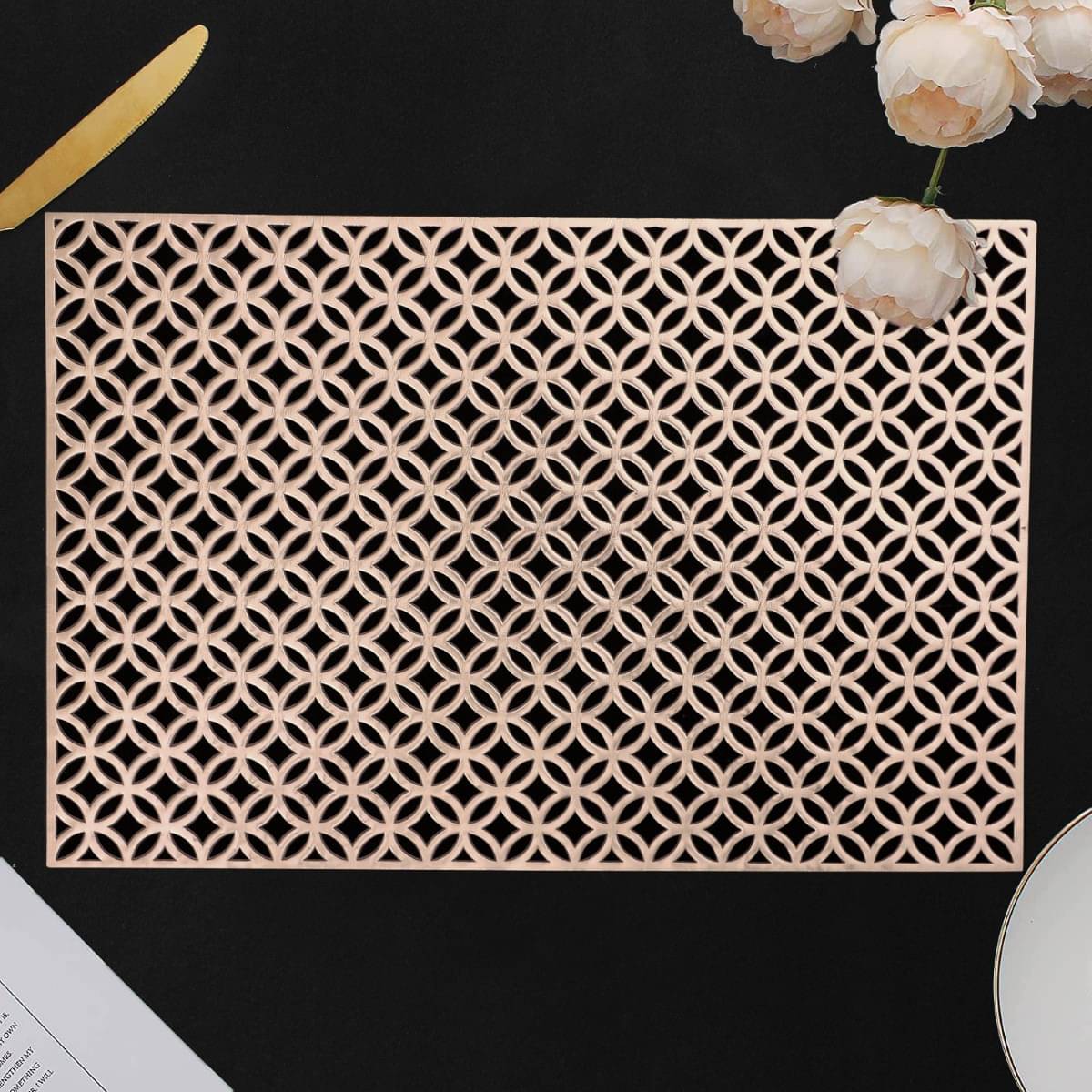     			DPA Collection PVC Geometric Table Mats ( 45 cm x 30 cm ) Pack of 2 - Gold