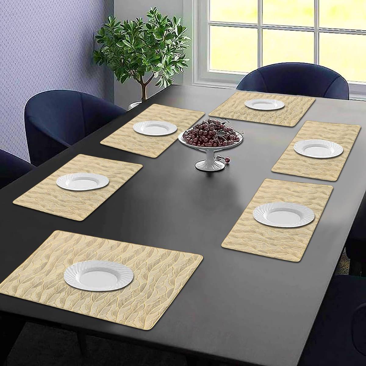     			DPA Collection PVC Geometric Table Mats ( 45 cm x 30 cm ) Pack of 6 - Gold