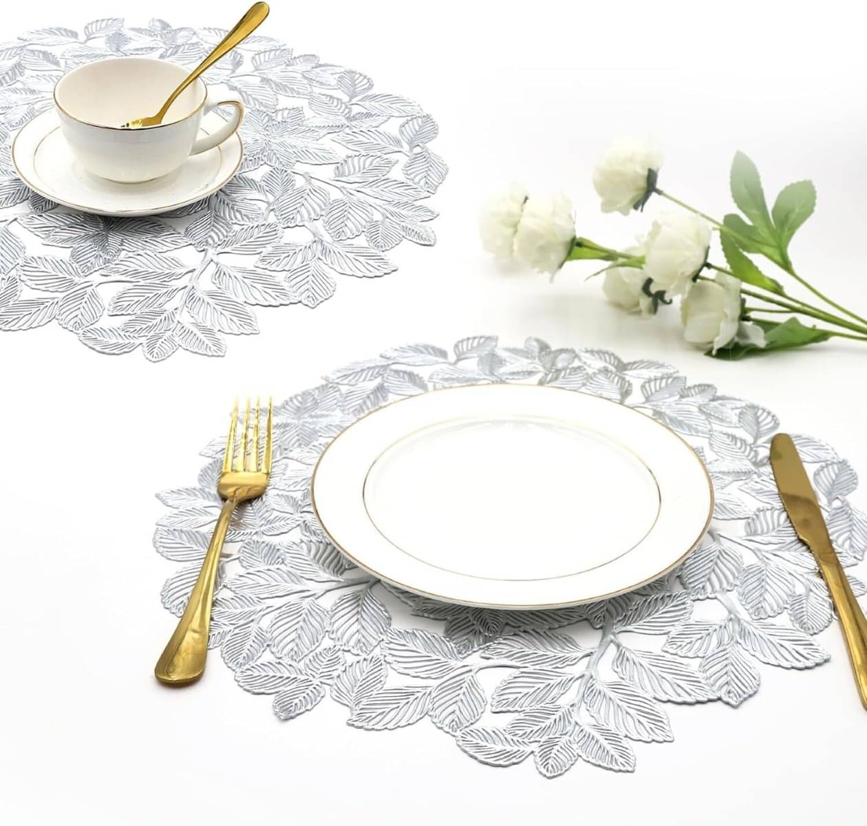 DPA Collection PVC Geometric Table Mats ( 45 cm x 30 cm ) Pack of 2 - Silver DPA Collection PVC Geometric Table Mats ( 45 cm x 30 cm ) Pack of 2 - Silver
