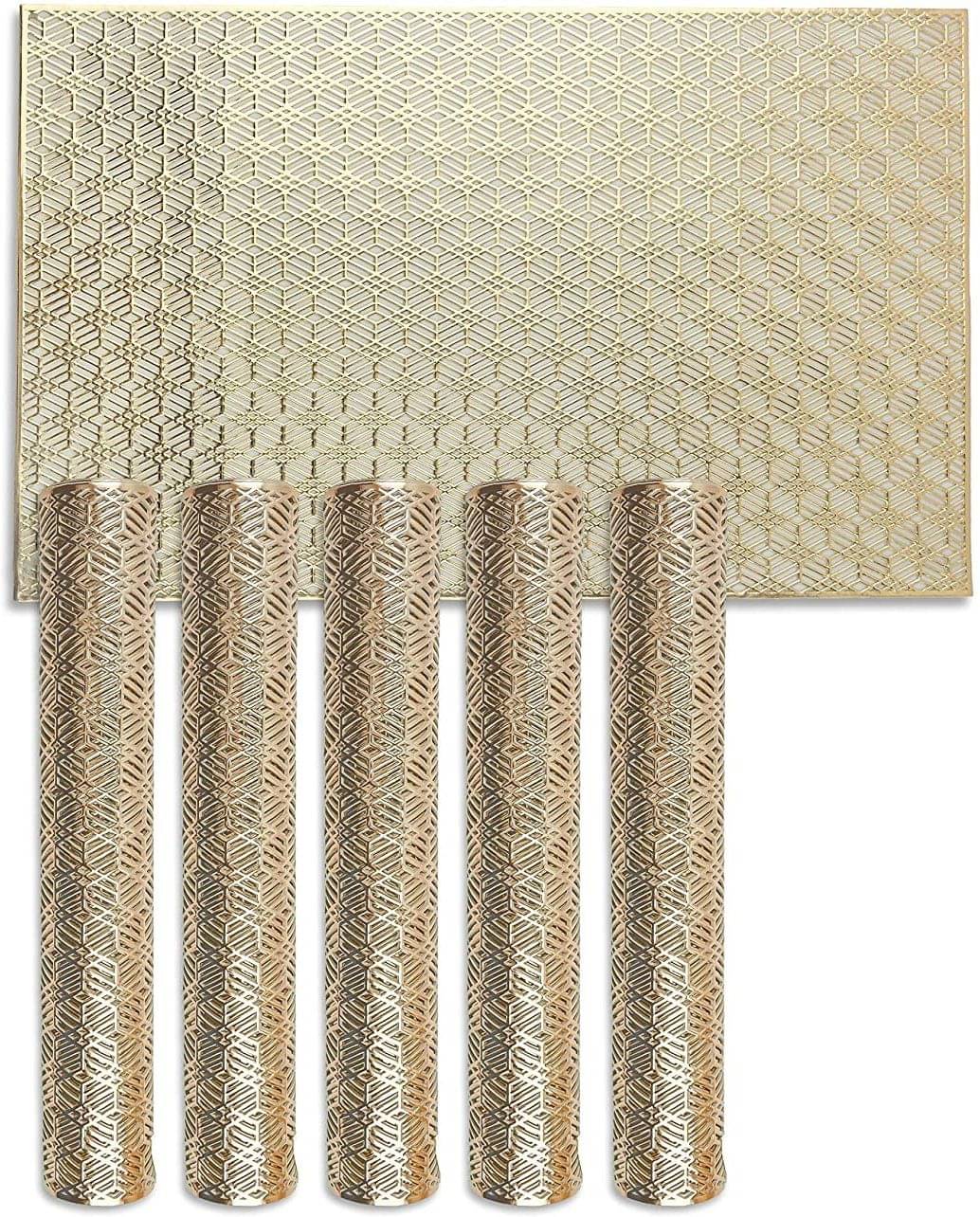 DPA Collection PVC Geometric Table Mats ( 45 cm x 30 cm ) Pack of 6 - Gold DPA Collection PVC Geometric Table Mats ( 45 cm x 30 cm ) Pack of 6 - Gold