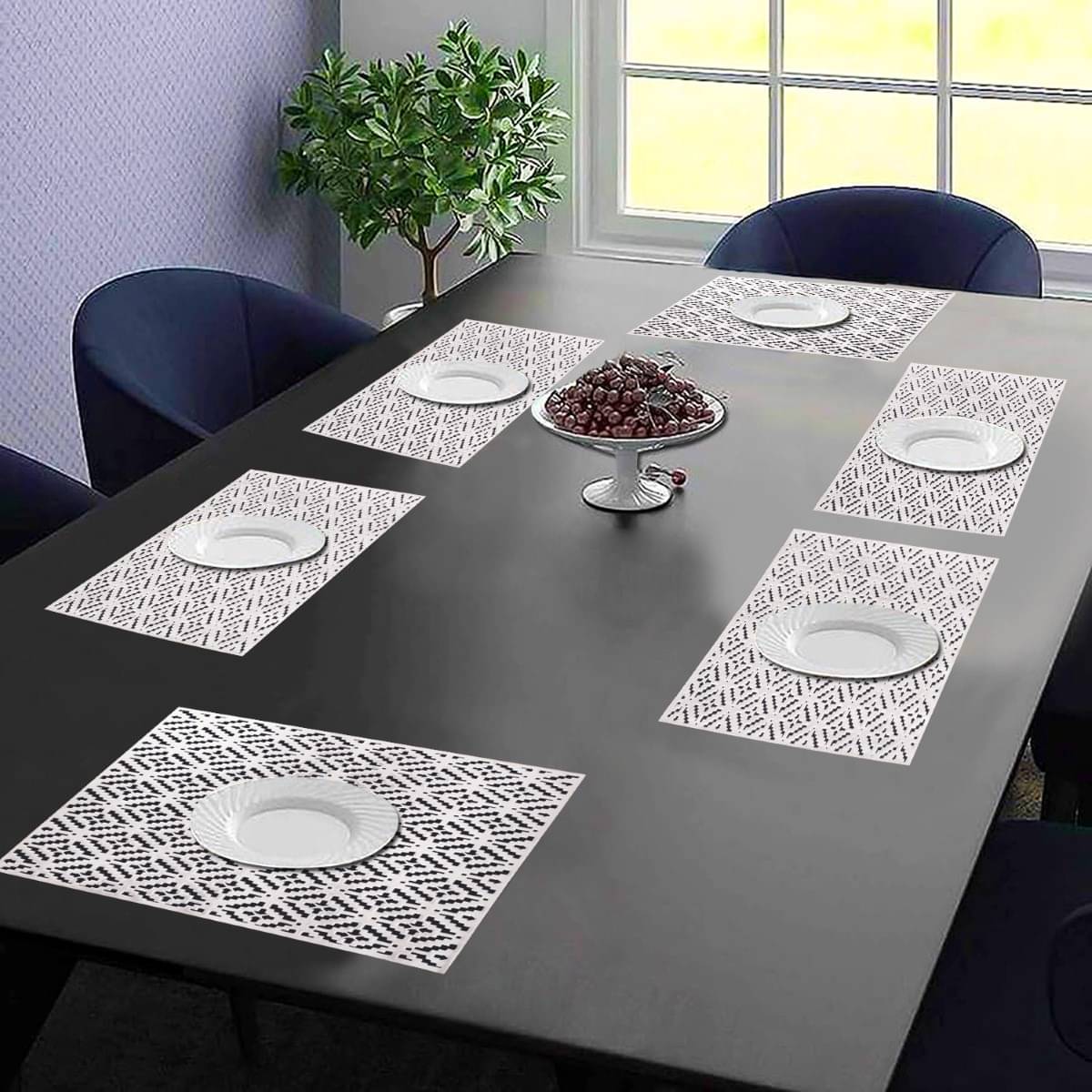     			DPA Collection PVC Geometric Table Mats ( 45 cm x 30 cm ) Pack of 6 - Silver