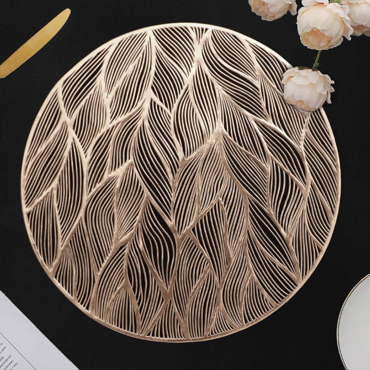     			DPA Collection PVC Geometric Table Mats ( 45 cm x 30 cm ) Pack of 2 - Gold