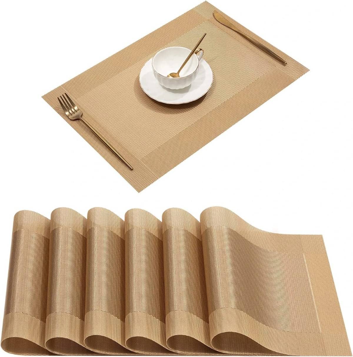 DPA Collection PVC Solid Table Mats ( 45 cm x 30 cm ) Pack of 6 - Gold DPA Collection PVC Solid Table Mats ( 45 cm x 30 cm ) Pack of 6 - Gold
