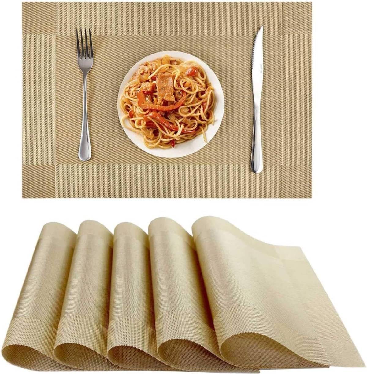     			DPA Collection PVC Solid Table Mats ( 45 cm x 30 cm ) Pack of 6 - Gold