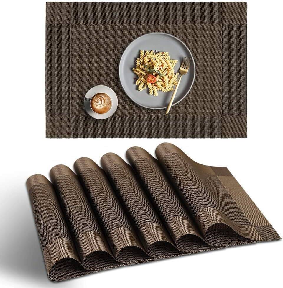 DPA Collection PVC Solid Table Mats ( 45 cm x 30 cm ) Pack of 6 - Brown DPA Collection PVC Solid Table Mats ( 45 cm x 30 cm ) Pack of 6 - Brown