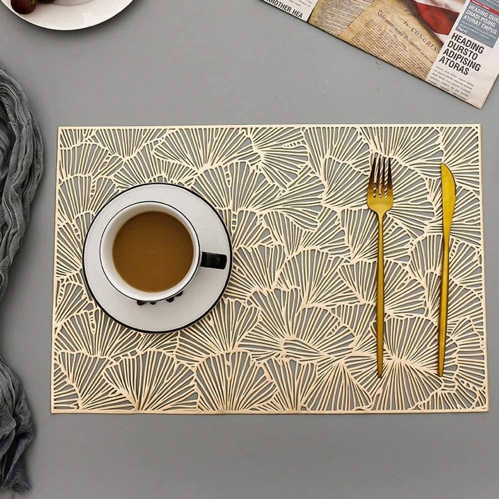     			DPA Collection Polyester Abstract Table Mats ( 45 cm x 30 cm ) Pack of 2 - Gold