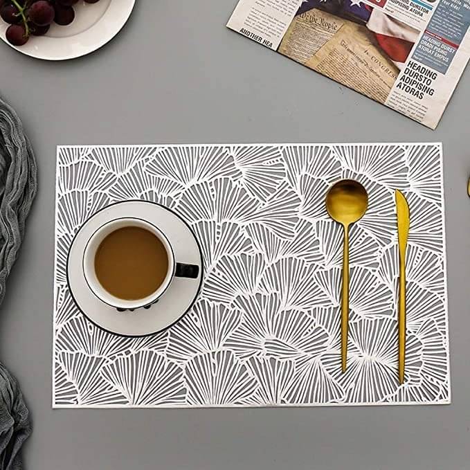 DPA Collection Polyester Abstract Table Mats ( 45 cm x 30 cm ) Pack of 2 - Silver DPA Collection Polyester Abstract Table Mats ( 45 cm x 30 cm ) Pack of 2 - Silver