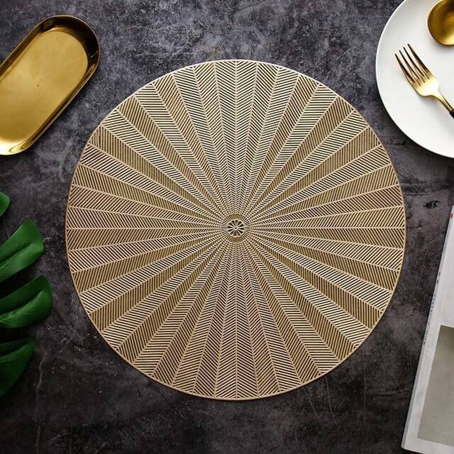     			DPA Collection Polyester Abstract Table Mats ( 45 cm x 30 cm ) Pack of 2 - Gold