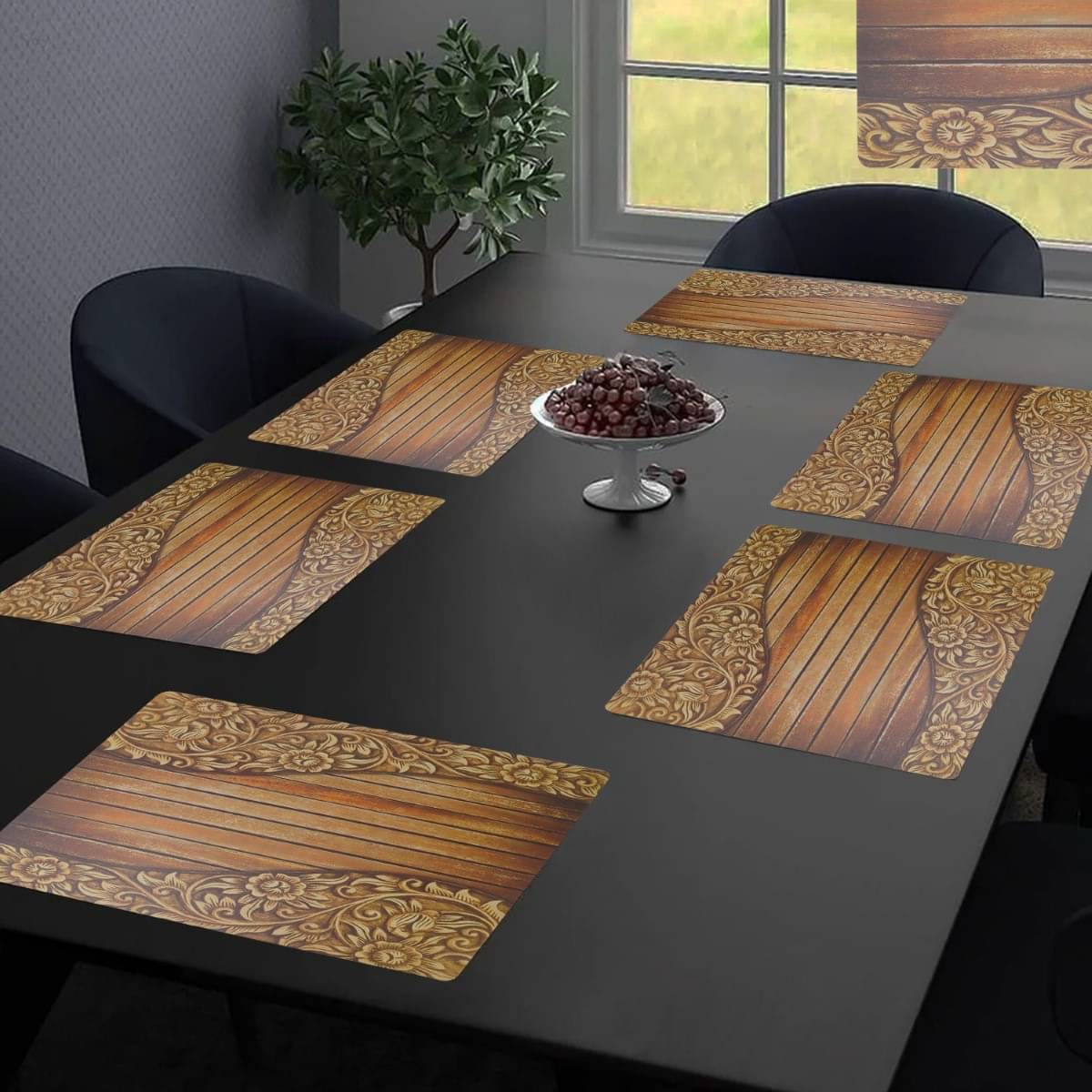 DPA Collection Polyester Abstract Table Mats ( 45 cm x 30 cm ) Pack of 6 - Brown DPA Collection Polyester Abstract Table Mats ( 45 cm x 30 cm ) Pack of 6 - Brown