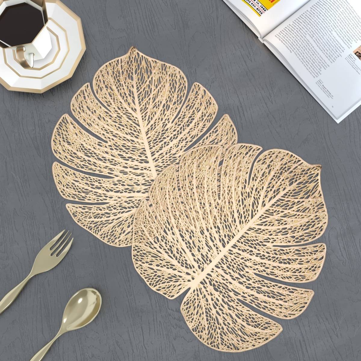 DPA Collection Polyester Abstract Table Mats ( 45 cm x 30 cm ) Pack of 2 - Gold DPA Collection Polyester Abstract Table Mats ( 45 cm x 30 cm ) Pack of 2 - Gold