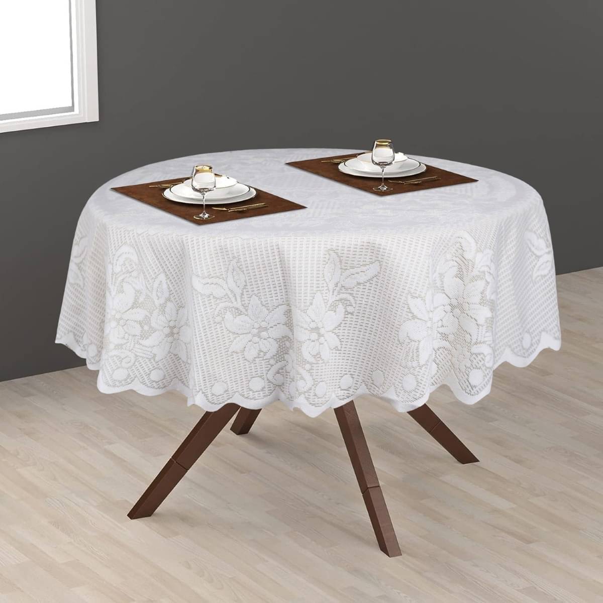     			DPA Collection Printed Cotton 2 Seater Round Table Cover ( 102 x 102 ) cm Pack of 1 White