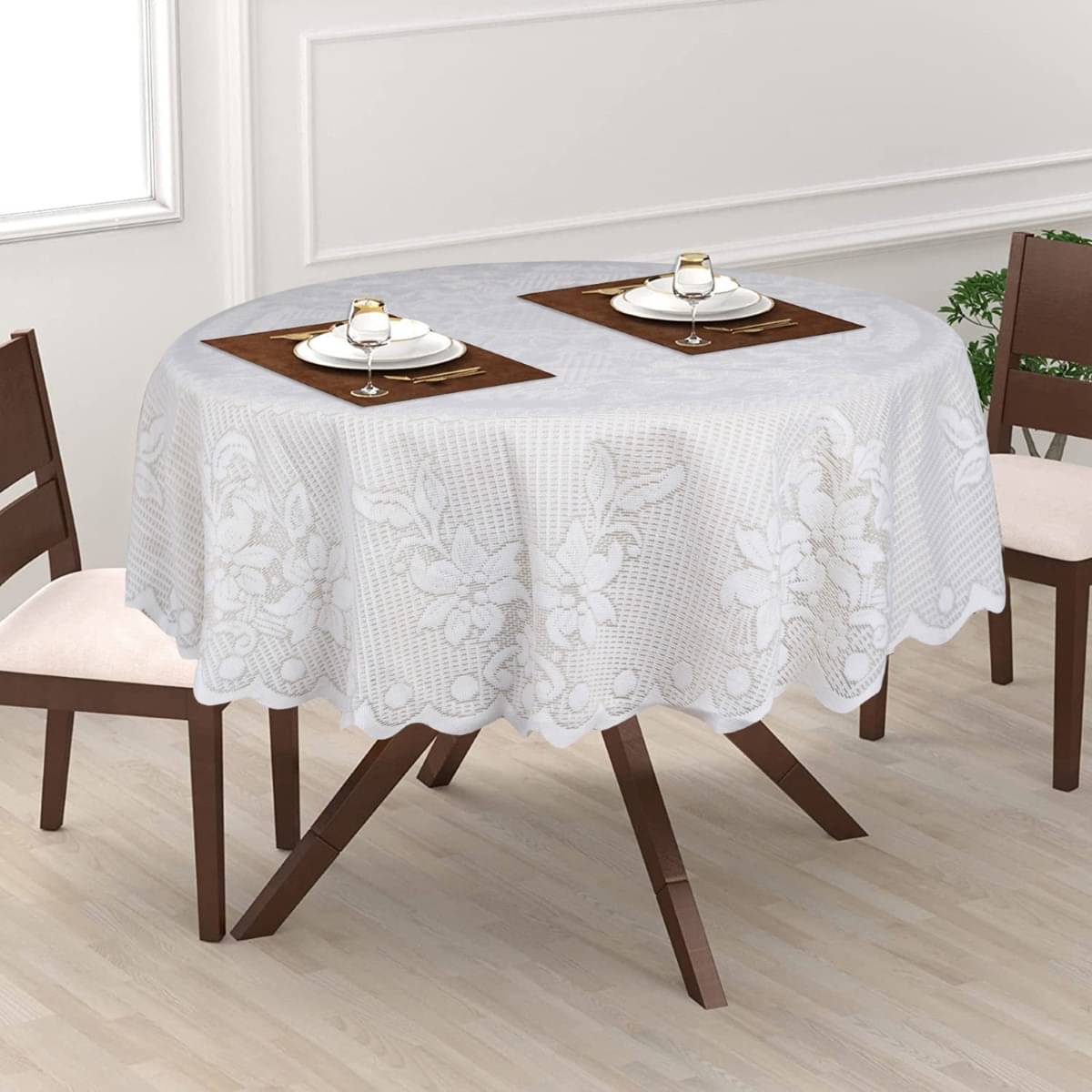 DPA Collection Printed Cotton 2 Seater Round Table Cover ( 102 x 102 ) cm Pack of 1 White DPA Collection Printed Cotton 2 Seater Round Table Cover ( 102 x 102 ) cm Pack of 1 White