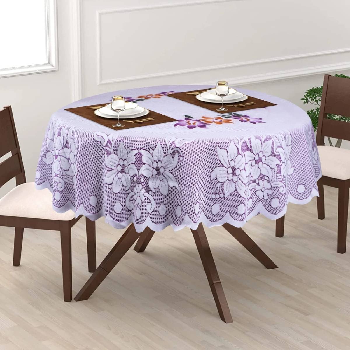 DPA Collection Printed Cotton 2 Seater Round Table Cover ( 102 x 102 ) cm Pack of 1 Lavender DPA Collection Printed Cotton 2 Seater Round Table Cover ( 102 x 102 ) cm Pack of 1 Lavender