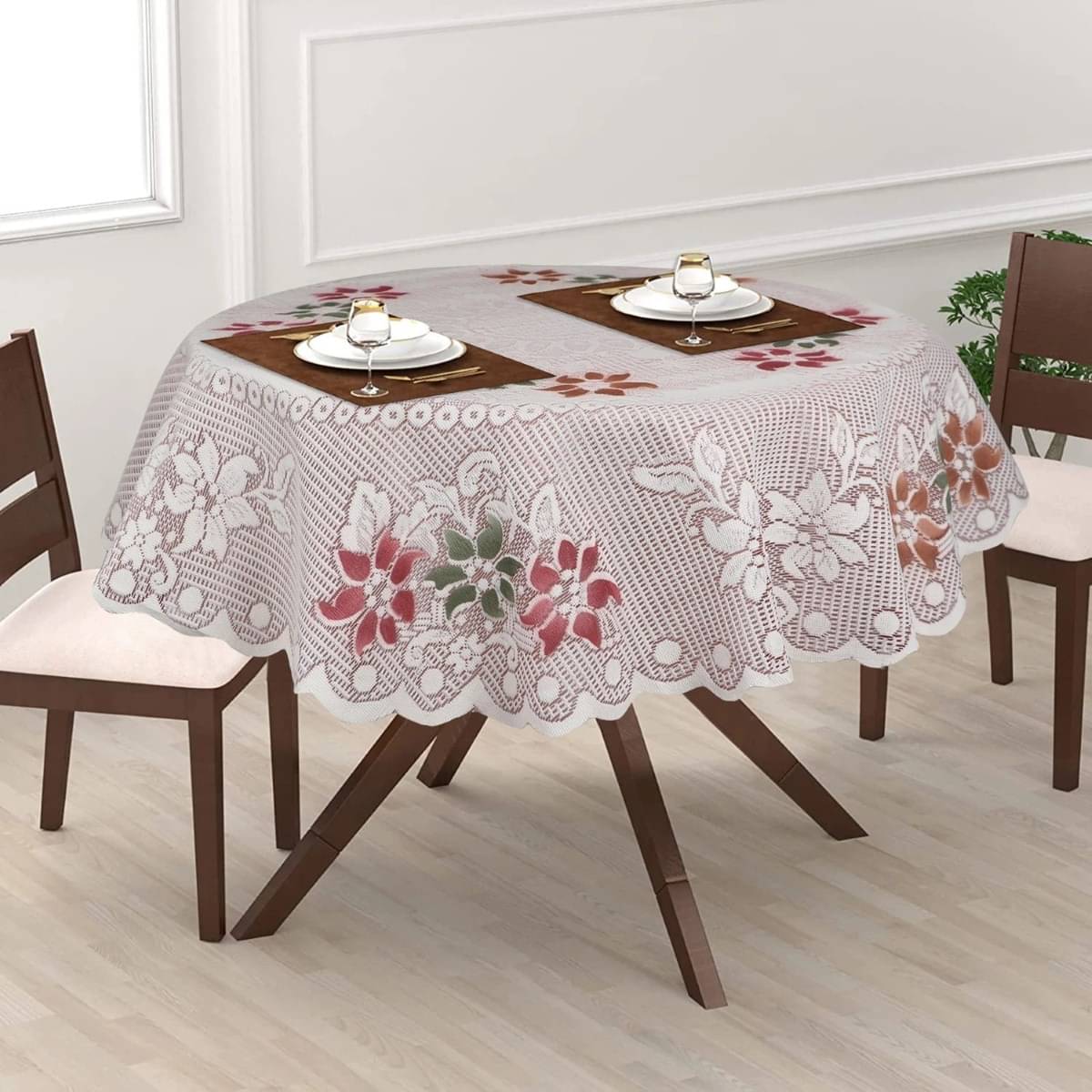     			DPA Collection Printed Cotton 2 Seater Round Table Cover ( 102 x 102 ) cm Pack of 1 Beige